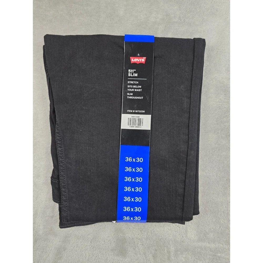 Levi's 511 Slim Jeans Mens 36x30 Black Advanced Stretch Denim Pants